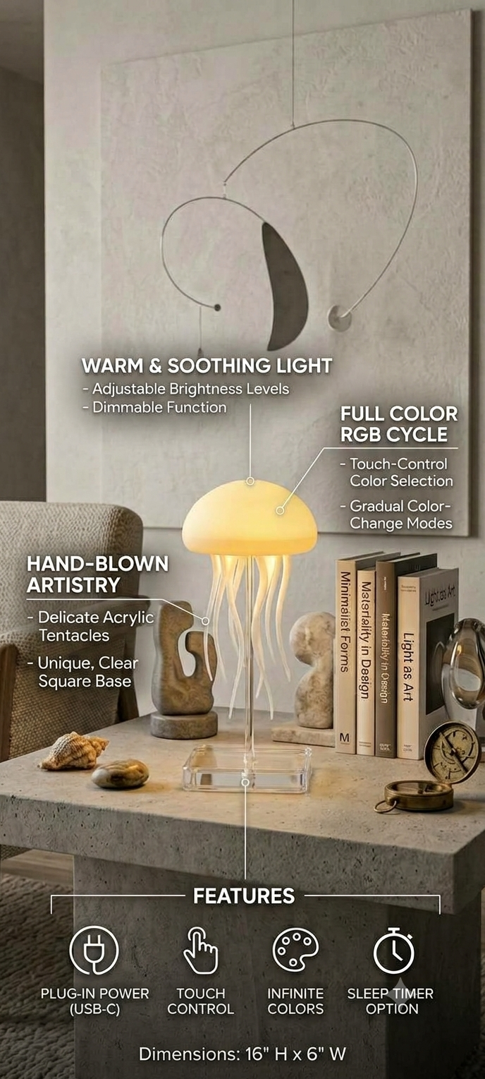 Lumina Jellyfish Ambient Lamp with Touch Control & USB-C